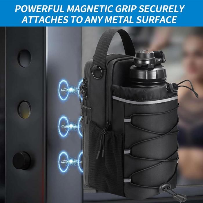 Sac de sport magnétique de 708,7 à 1,8 l avec 4 aimants puissants, porte-bouteille d'eau avec poche pour téléphone pour homme et femme, accessoires de gym pour entraînement, fitness, randonnée, voyage Sac de sport magnétique de 708,7 à 1,8 l avec 4 aimants puissants, porte-bouteille d'eau avec poche pour téléphone pour homme et femme, accessoires de gym pour entraînement, fitness, randonnée, voyage