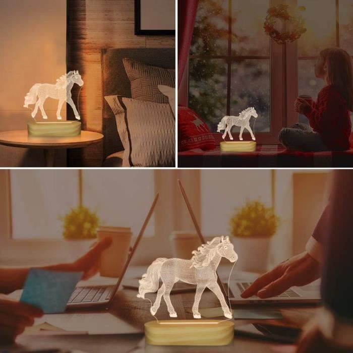 Cadeau pour filles,Veilleuse 3D en forme de cheval pour enfants,lampe  illusion de 16 couleurs changeantes avec télécommande,Cadeau d'anniversaire  pour enfants,Bébés, garçons et filles de 2-9 ans : : Luminaires et  Éclairage