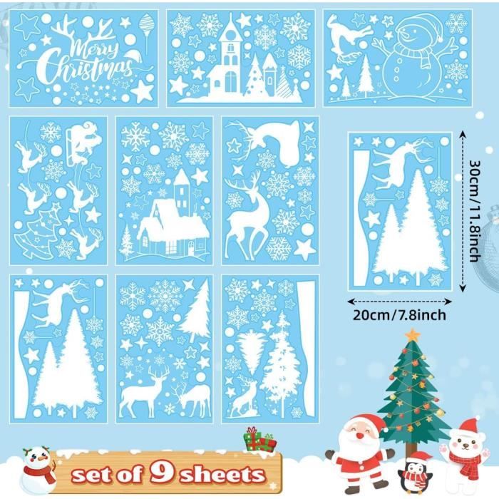 500 Autocollants Fenêtre Noël – Flocons De Neige Pailletés, Réutilisables, Pour Décoration Et Emballage Cadeaux