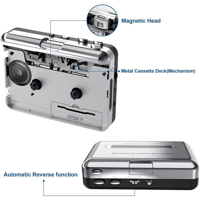 LECTEUR CD Lecteur de Cassette Portable Baladeur Cassette Audio Bande à MP3  convertisseur,Convertir de Walkman Casette en mp3 via - Cdiscount TV Son  Photo