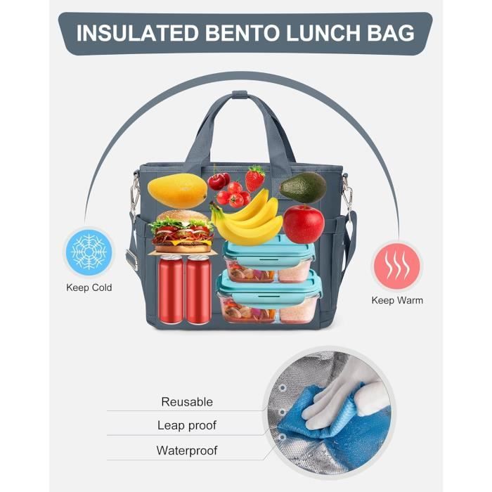 Lunch Bag Isotherme, 2 Pièces Sac Repas, 22 × 19 × 11 cm Petite Glaciere, Pliable Sac Isotherme Lunch Box, pour L'école, le Camping et les Voyages | Leroy Merlin