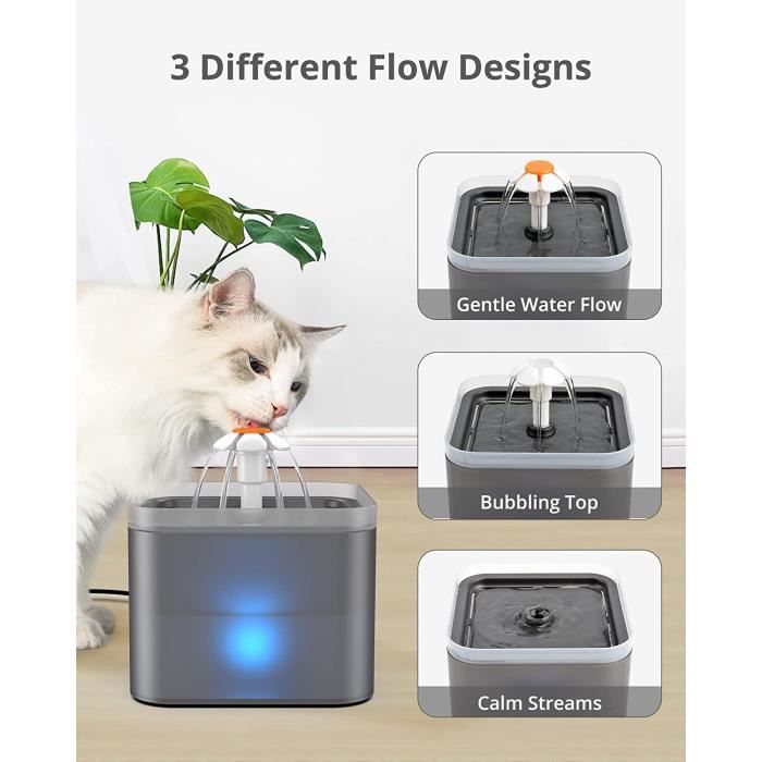 Fontaine à Eau Automatique Pour Chat/chien 2,2 L - Filtre Remplaçable, Silencieuse, Protection Anti-sèche - USB - 2