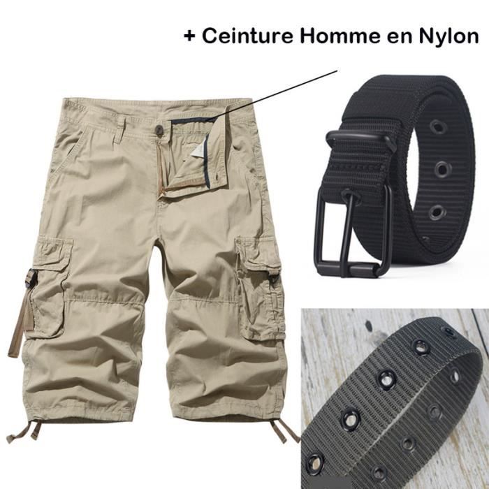 Short Cargo Homme - Bermuda Été En Coton Élastique - Coupe Baggy Avec Multiples Poches - Du S Au 4XL - 11