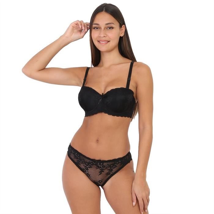 Ensemble soutien gorge culotte dentelle noir Noir Cdiscount
