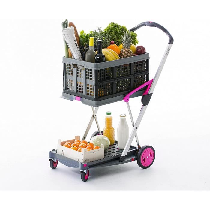 Chariot Pliant CLAX Rose - Transport 60kg Facile Escaliers