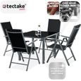 TECTAKE Ensemble chaises de salle à manger STABIA avec Cadre en aluminium pour 4 personnes Résistant aux intempéries - Gris Foncé-2