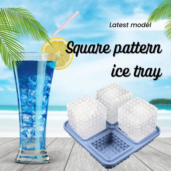 Lot De 4 Bacs à Glaçons Silicone Avec Couvercle – Sans BPA, Démoulage Facile, Empilables, Pour Congélateur, Cocktails