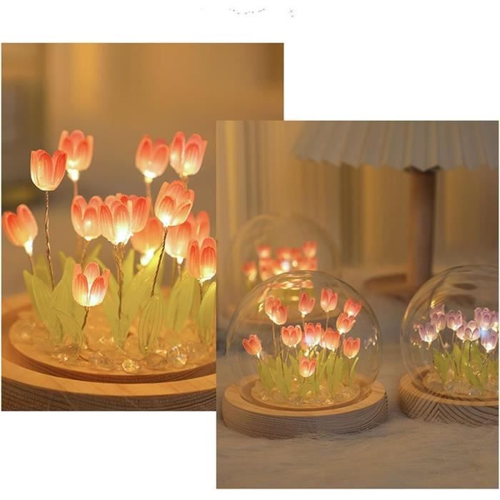 Lampe De Nuit Tulipe DIY Avec Miroir - Décoration Chambre Fille, Cadeau Femme