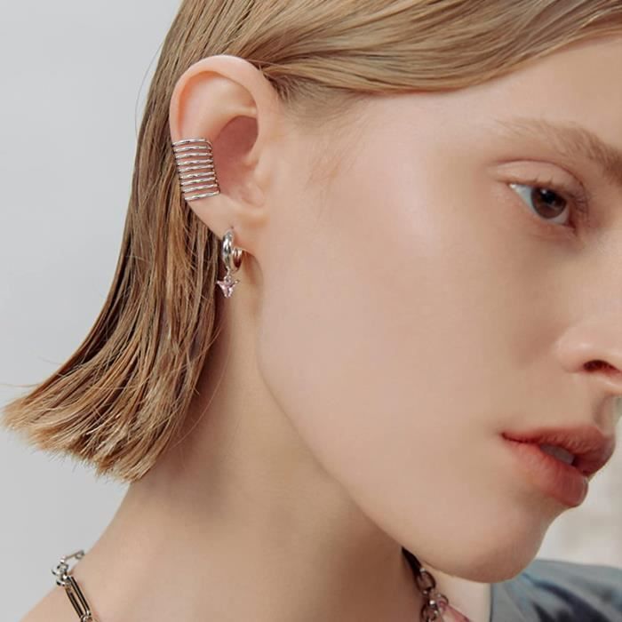 Manchette D'oreille Chevron Plaqué Or 14K - Sans Perçage - Style Minimaliste Géométrique