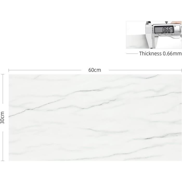 Carrelage Adhésif Mural FunStick Effet Marbre - 30 Dalles PVC 30x30cm (2.79m²) | Pour Crédence Cuisine Ou Salle De Bain