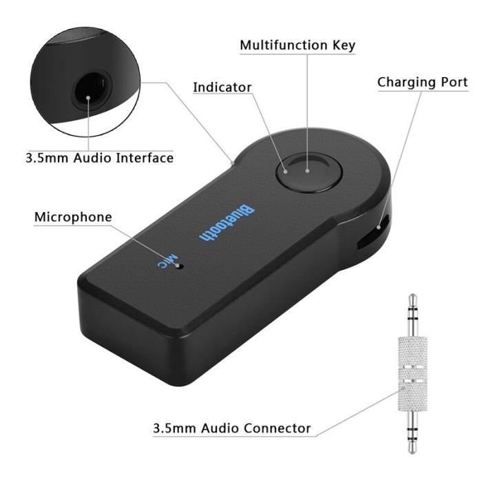 Accessoire réseau,2 en 1 sans fil Bluetooth 5.0 récepteur émetteur  adaptateur 3.5mm Jack voiture musique Audio Aux A2dp casque #C