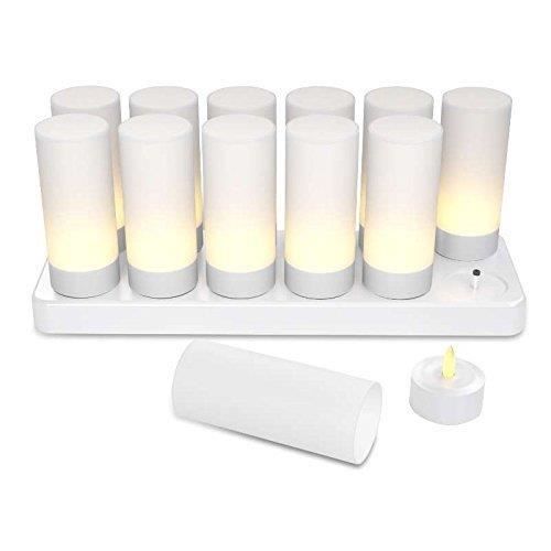 Bougies LED scintillantes rechargeables EU/UK/US/AU 12 places, bougies avec  support en forme de flamme, pour fête de mariage et dîner - AliExpress
