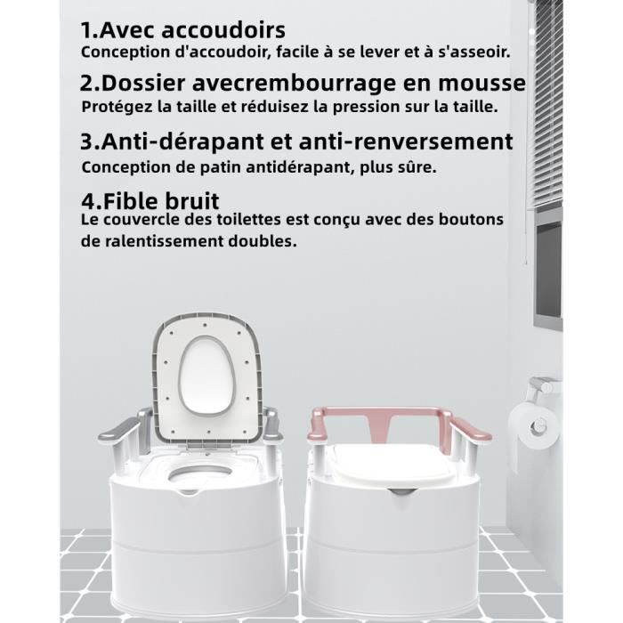 LANXI Toilettes Seches Portable Pour Les Vieux ou Les Femmes Enceintes avec  Accoudoirs, Blanc et Gris - Cdiscount Bricolage