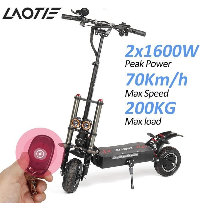 LAOTIE T30 Roadster électrique Pliable LED 52V 33.6Ah 1600W*2 70Km/h 200KG MAX
