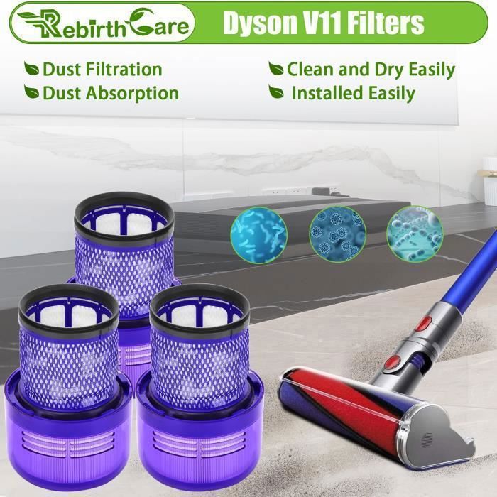 3 filtres HEPA pour Dyson V15 Detect - Remplacement complet de l'aspirateur  Extra .