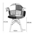 Lot de 2 chaises de salle à manger Eiffel,Chaises de Comptoir de Cuisine Patchwork Design Scandinave Rétro-3