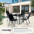 TECTAKE Ensemble chaises de salle à manger STABIA avec Cadre en aluminium pour 4 personnes Résistant aux intempéries - Gris Foncé-3