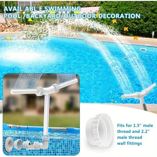 Louttary Fontaine D'Eau Double Jet Lumineuse Pour Piscine - Buse Réglable 2-en-1 Avec LED Fluorescentes