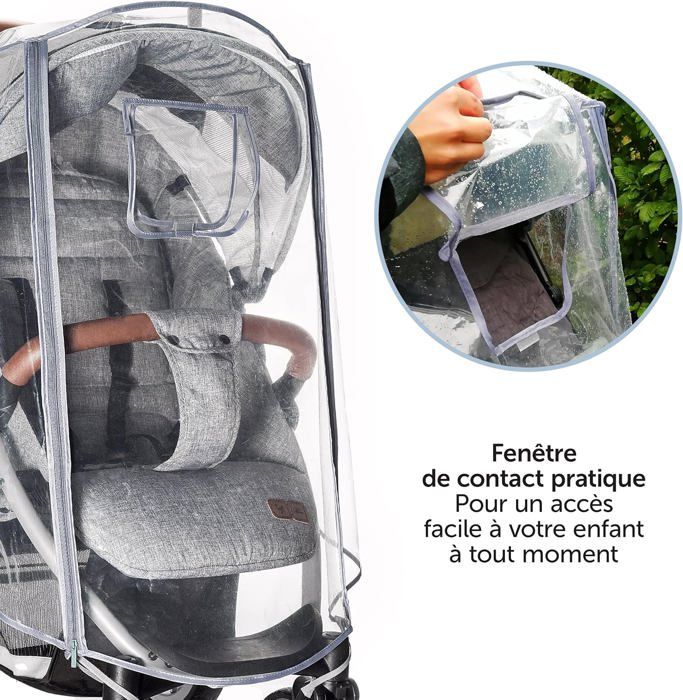 Housse De Pluie Universelle Pour Poussette - Transparente Avec Fenêtre - Protection Vent/Pluie/Poussière