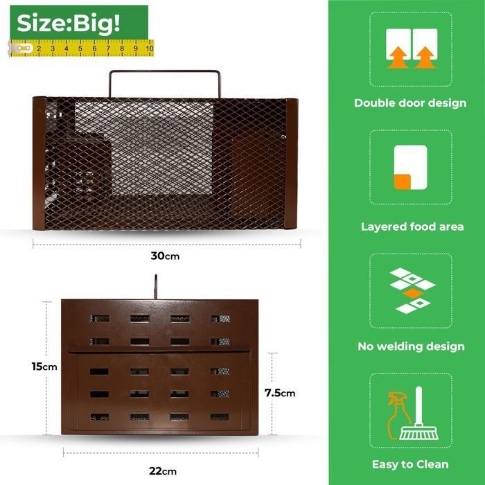Piege A Souris Piège à Souris à Rats Vivant 31 × 13 × 12cm Haut De Gamme Efficace Pour Attraper Souris Mulots Etc Cage Rat