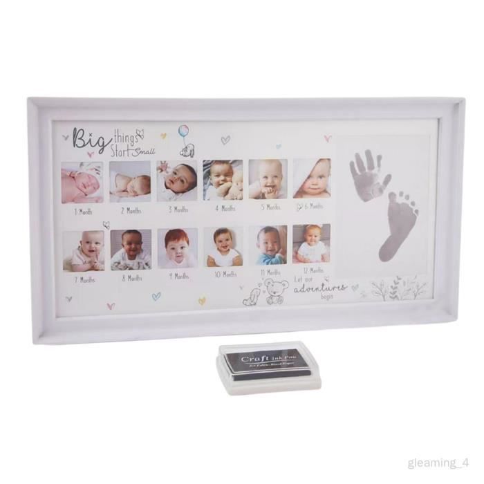Cadre de première année de bébé pour bébé, cadre photo de 12 mois avec  tampon encreur, cadre photo première Blanc-39X21CM - Cdiscount Beaux-Arts  et Loisirs créatifs