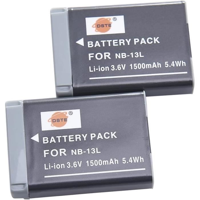Lot de 2 batteries de rechange NB13L DSTE pour Canon PowerShot