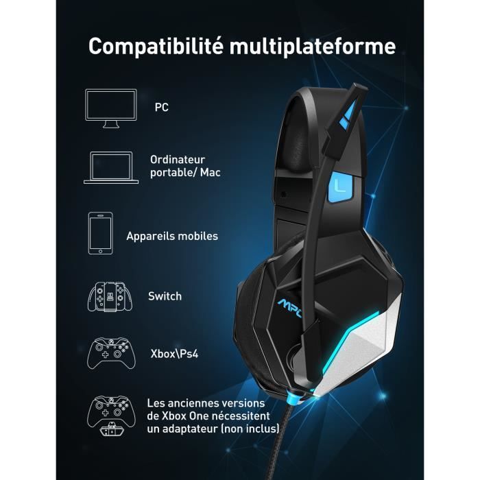 MPOW EG10 Casque de Jeu pour PS4 Xbox One PC Switch Casque Gamer Filaire avec Micro Anti Bruit Son Surround 3D Immersif Cdiscount TV Son Photo