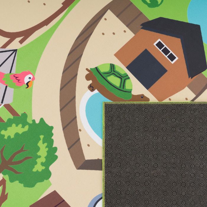 Tapis Enfant Jungle Avec Singes Et Lions - Dimensions 120x160 Cm - Antidérapant, Doux Et Facile à Entretenir