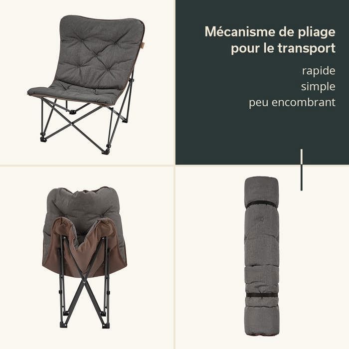 Chaise De Camping Skandika Mala – Acier Robuste, 135 Kg – Pliable, 4 Kg, Sac De Transport – Rembourrage épais
