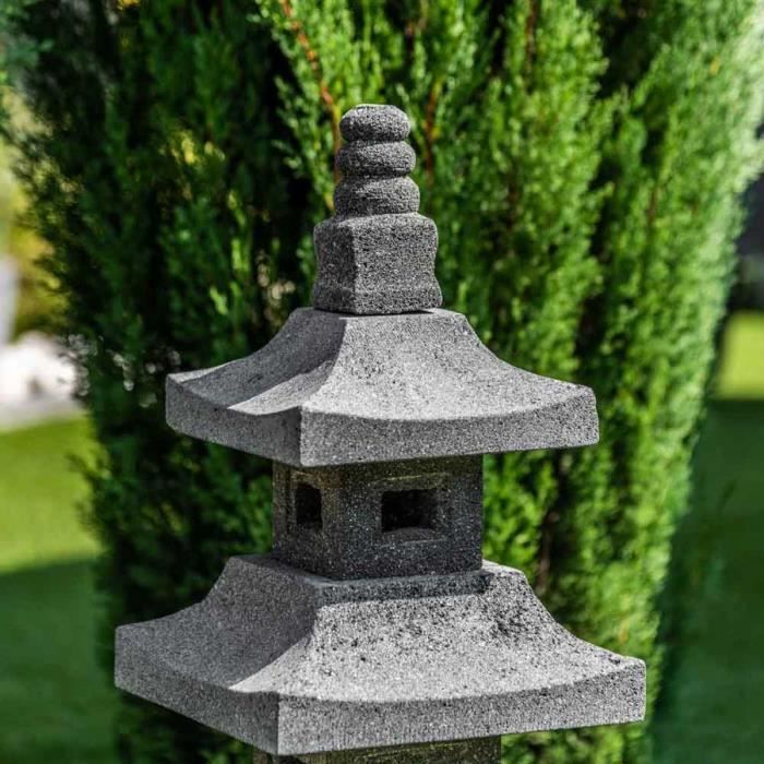 Lanterne japonaise pagode en pierre de lave de 80 cm - Cdiscount Maison
