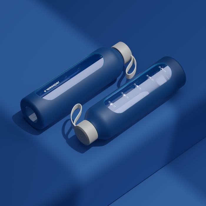 Wessper Gourde En Verre 680 Ml Avec Filtre à Eau, Sans BPA, Bouteille Avec Filtre à Charbon Actif, Bouteille D'eau Avec Bouchon à Vis Pour Salle De Sport, Fitness, école, Bureau