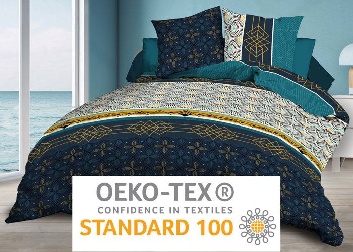 Parure De Lit Jules 140x190cm - Microfibre Douce - Drap Plat + Housse + 2 Taies - Bleu - Infroissable