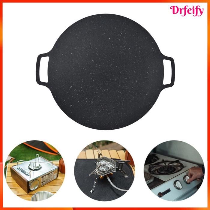 Poêle Grill Double Face En Fonte Feegow 30 Cm - Barbecue Coréen Portable Anti-Adhésif Sans Fumée Pour Maison, Camping Et Extérieur