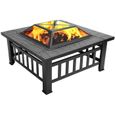Brasero Exterieur pour Jardin Terrasses BBQ, Brasero Ménager Barbecue pour, 79 x 79 x 43 cm, Noir-0