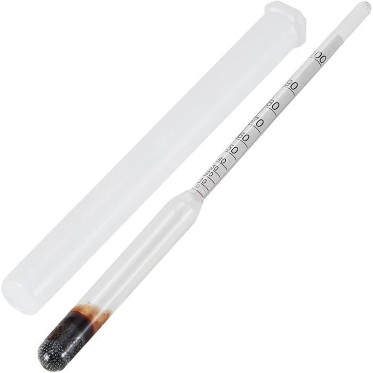 Notimin Kit Alcoomètre Professionnel 0-100% Vol - Avec Éprouvette Verre Et Brosse - Pour Whisky, Vodka, Eau-de-Vie