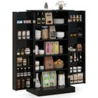 GOPLUS Buffet de Cuisine Bas 60x40x120CM-1 Etagère à 5 Niveaux et 2 Portes à 12 Etagères,Noir