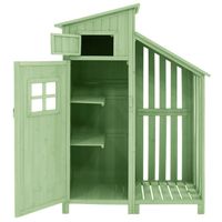 Abri de jardin en bois de sapin - remise à outils avec 2 étagères intégrées - H 173 cm - toit imperméable en PVC - Vert