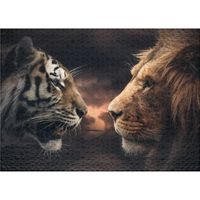 Puzzle Rumble in The Jungle - Puzzle Impressionnant de 1000 pièces avec Lion et Tigre - Qui est Roi dans Le Royaume des Animaux
