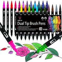 Feutre Coloriage 24 Couleurs Stylo Aquarelle Brush Pen Marqueur pour Feutres Coloriage Adulte et EnfantBullet JournalDessinPeintur