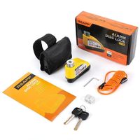 Bloque Disque Moto Alarme 110db Antivol Moto,Alarm Disc Lock Electrique avec 1.5m Cable Rappel, 1 Piles Rechange et Sac de Bloc