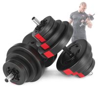 Hop-Sport Haltères de musculation bitumineux 40 kg, 2x20 kg avec deux barres d'haltères de 52 cm et un jeu de disques en plastique