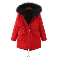 Manteau d'hiver caban femme manteau à capuche veste chaude longue veste d'hiver manteau épais poches printemps rouge
