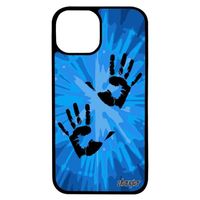 Coque iPhone 13 pro max silicone empreinte main Bleu dessin gel case trace de de protection deux peinture smartphone hipster Apple