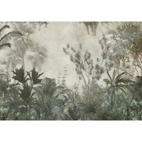 Papier Peint Panoramique Intissé Jungle Forêt Feuilles 254x184 cm tropicale Chambre Salon Photo Non Tissé Muraux Trompe l'oeil