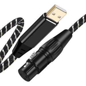 Câble USB C vers XLR femelle, câble de Microphone de Type C mâle vers XLR  femelle, cordon Audio de Studio (2M/6,6 ft)