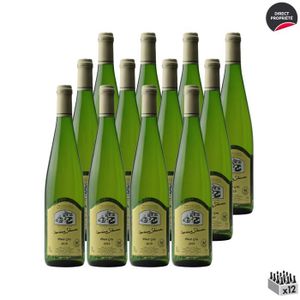VIN BLANC Alsace Pinot Gris Blanc 2019 - Lot de 12x75cl - Domaine Schirmer  - Vin AOC Blanc d' Alsace - Cépage Pinot Gris