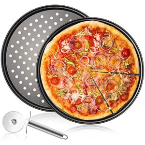 PLAQUE A PATISSERIE Tiamu Plaque Pizza, Plateaux de Four à Pizza Ronds  Antiadhésive en acier au Carbone 28cm <2 Pi105 - Cdiscount Maison