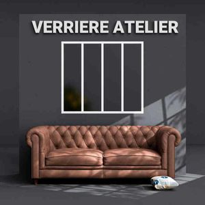 VERRIÈRE D'ATELIER Verrière Atelier 4 Carreaux - Dépoli Blanc - À Monter