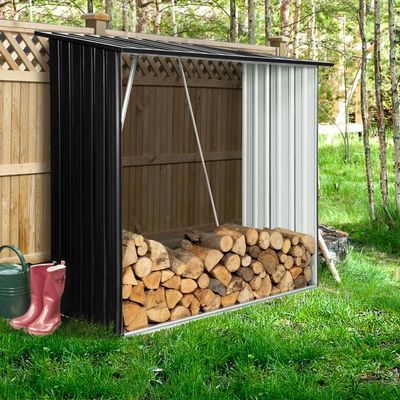 Relaxdays Range-bûches avec Protection, Acier, Accessoire pour Bois de