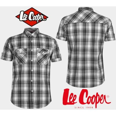CHEMISE LEE COOPER HOMME CARREAUX 100 COTON DU S AU 3XL Blanc